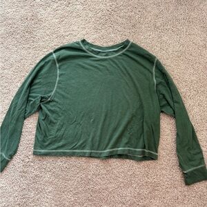 Green Long Sleeve Cropped Top
